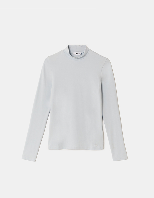 TALLY WEiJL, Basic Blue T-shirt with High Neck for Women
