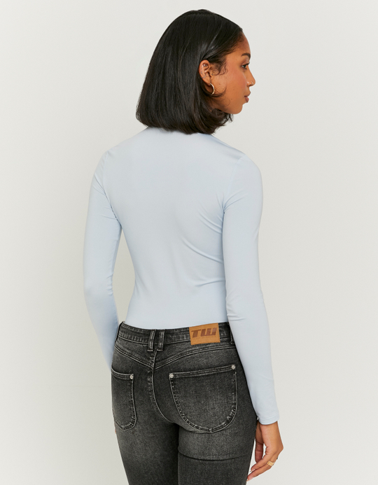 TALLY WEiJL, Basic Blue T-shirt with High Neck for Women