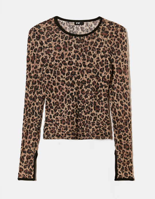 TALLY WEiJL, Mesh Top mit Leo-Print for Women