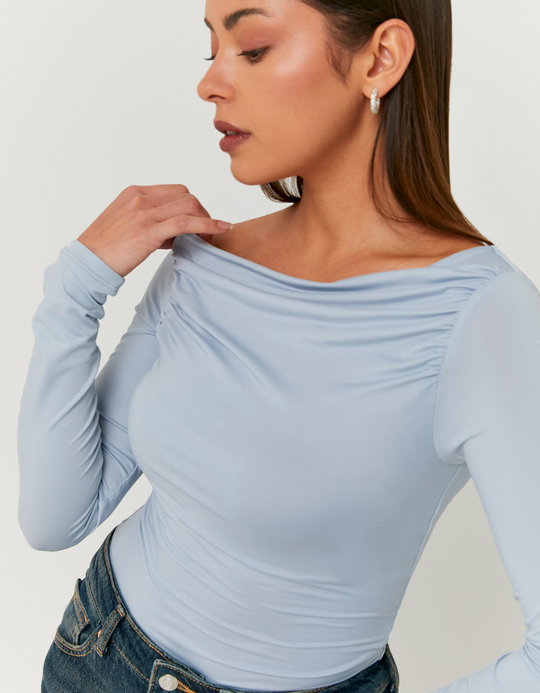 TALLY WEiJL, Blue Asymmetric Long Sleeve Top for Women