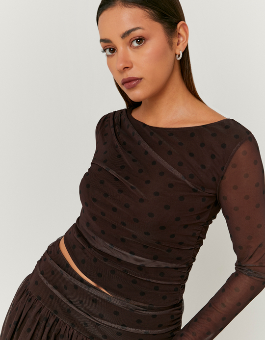 TALLY WEiJL, Brown Top with Polka Dots for Women