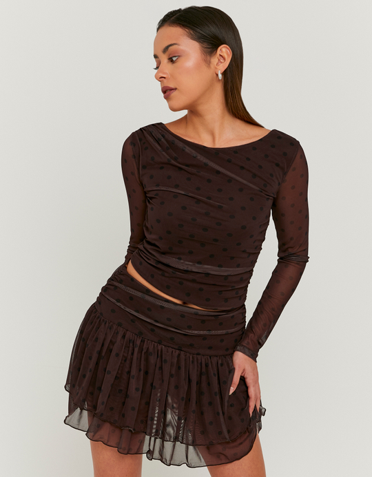 TALLY WEiJL, Brown Top with Polka Dots for Women