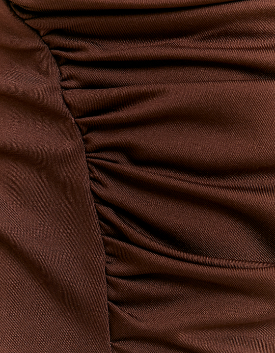 TALLY WEiJL, Top marrone asimmetrico plissé for Women