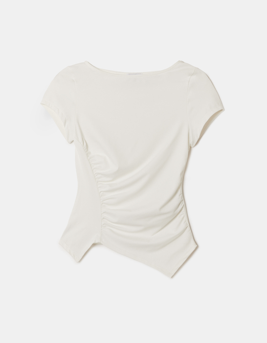 TALLY WEiJL, Weißes asymmetrisches Top mit seitlichen Falten for Women