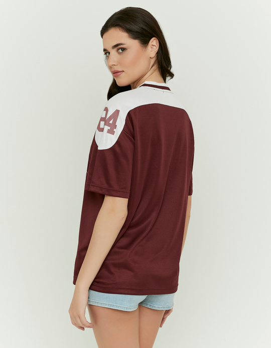 TALLY WEiJL, T-Shirt Oversize Borgogna Stampata for Women