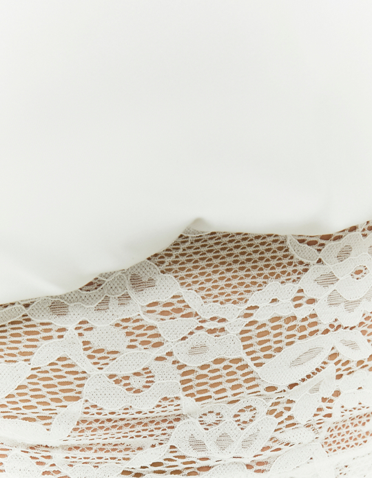 TALLY WEiJL, White Asymmetric Lace Top for Women