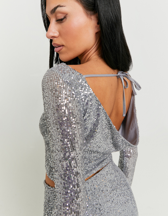 TALLY WEiJL, Crop Top Argenté en Sequins for Women