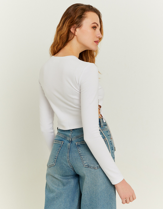 TALLY WEiJL, Weisses Cropped Top mit Strass Kette for Women