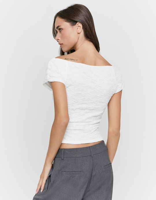 TALLY WEiJL, Top Bianco con Scollo a V for Women