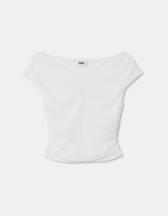 TALLY WEiJL, Top Bianco con Scollo a V for Women