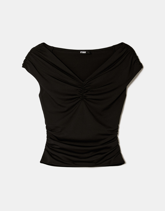 TALLY WEiJL, Black Ruched Top for Women