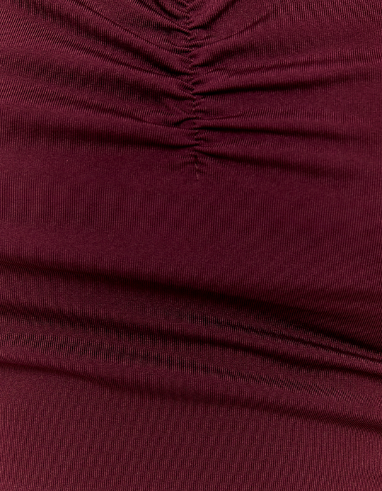 TALLY WEiJL, Burgundy Ruched Top for Women