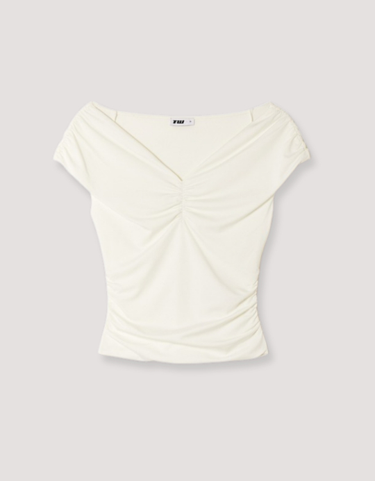 TALLY WEiJL, White Ruched Top for Women