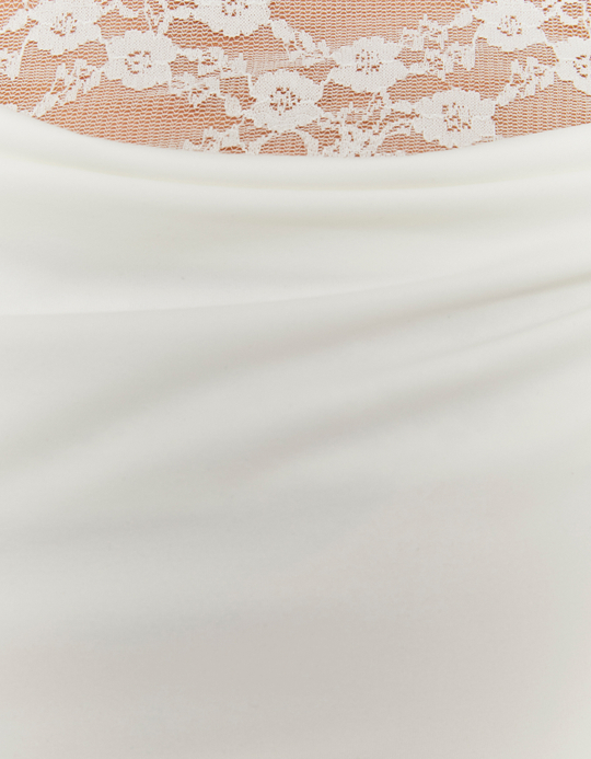 TALLY WEiJL, White Lace Asymmetric Top for Women