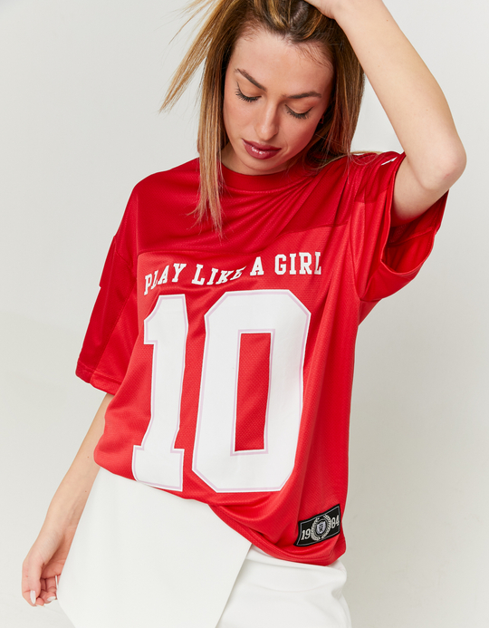 TALLY WEiJL, Rotes Oversized Fußball-T-Shirt for Women