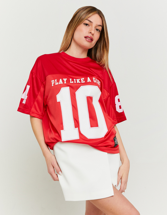 TALLY WEiJL, Rotes Oversized Fußball-T-Shirt for Women