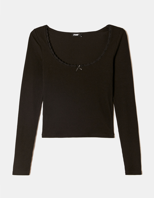 TALLY WEiJL, T-Shirt Noir Basique for Women