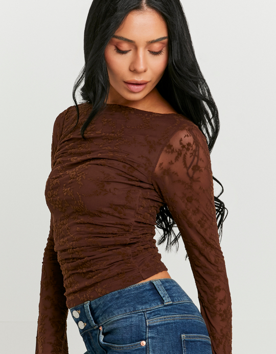 TALLY WEiJL, Top floreale marrone for Women