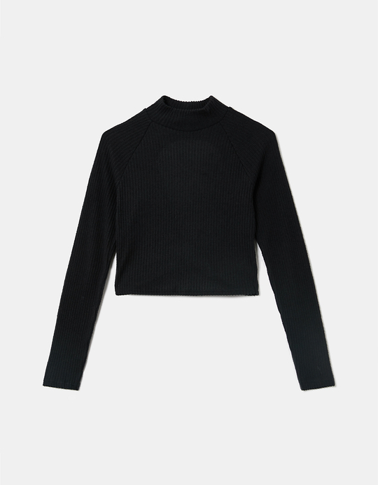 TALLY WEiJL, Crop Top Noir Manches Longues for Women