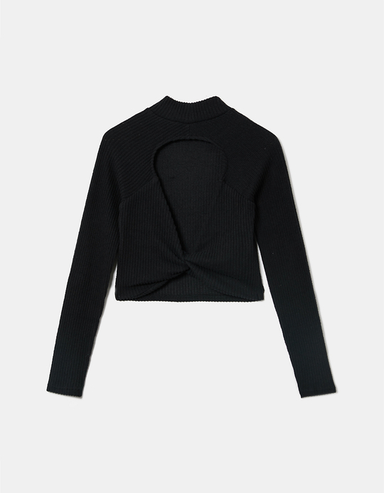 TALLY WEiJL, Crop Top Noir Manches Longues for Women