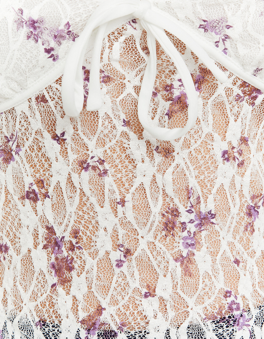 TALLY WEiJL, White Lace Top with Floral Print for Women