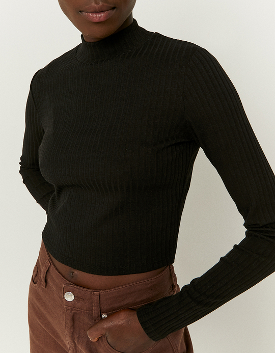 TALLY WEiJL, Schwarzes cropped Basic-T-Shirt for Women
