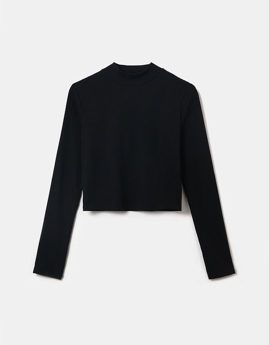 TALLY WEiJL, Schwarzes cropped Basic-T-Shirt for Women