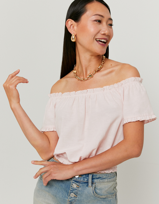TALLY WEiJL, Pink Ruched Crop Top for Women