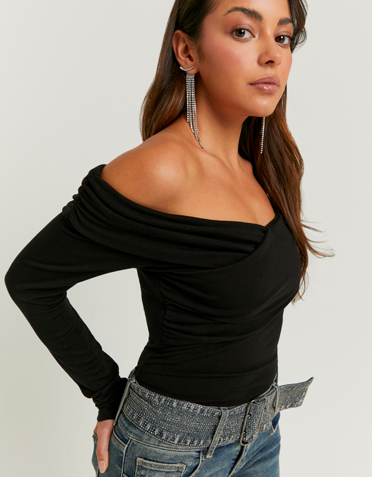TALLY WEiJL, Black Off Shoulders Top for Women