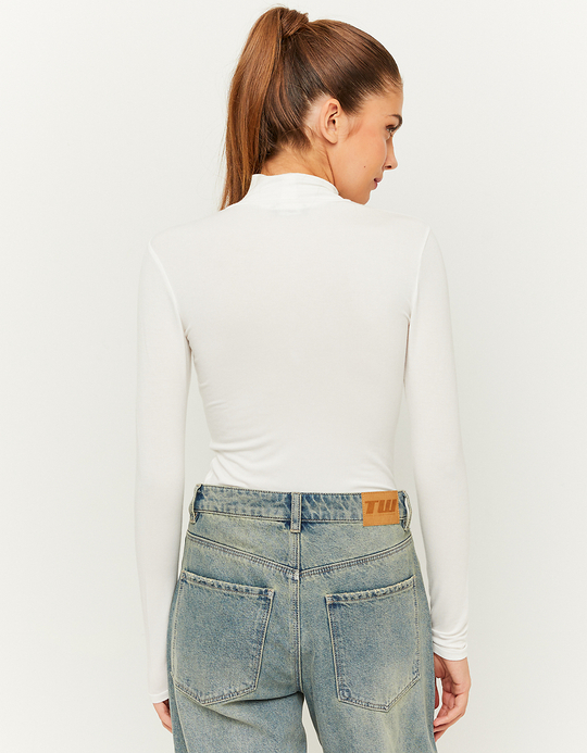 TALLY WEiJL, White Basic Roll neck Top for Women