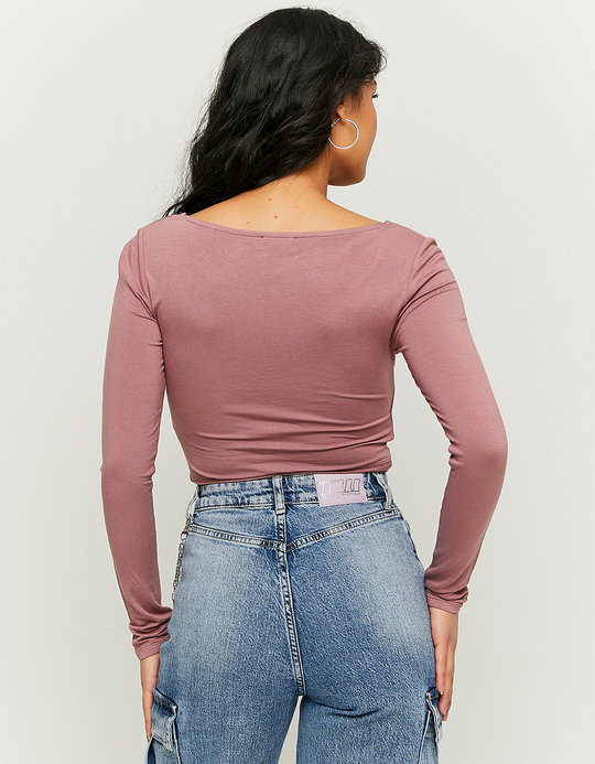 TALLY WEiJL, Top Manches Longues plissé Rose for Women