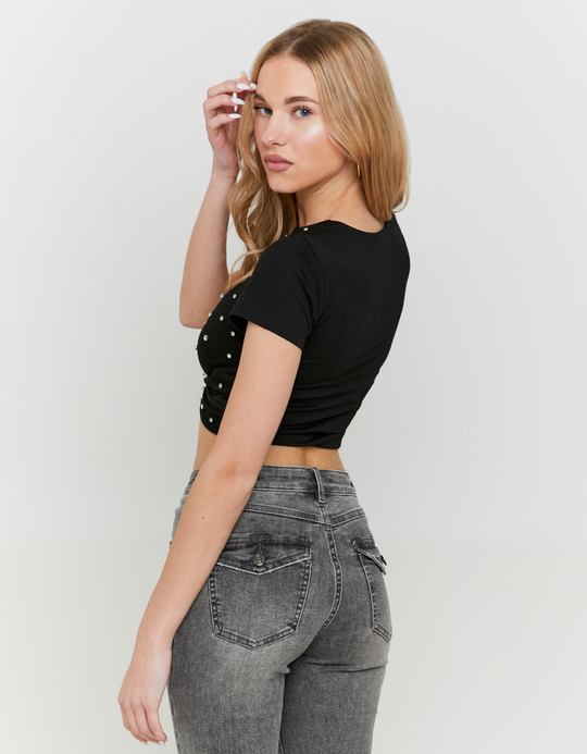 TALLY WEiJL, Schwarzes Top mit Strass for Women