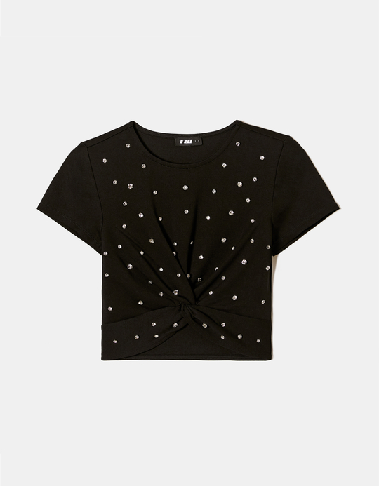 TALLY WEiJL, Schwarzes Top mit Strass for Women