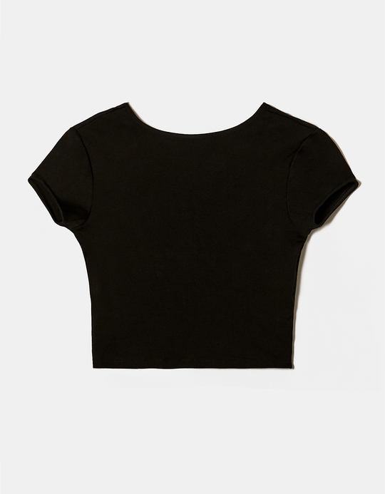 TALLY WEiJL, Black Cropped Basic T-Shirt for Women