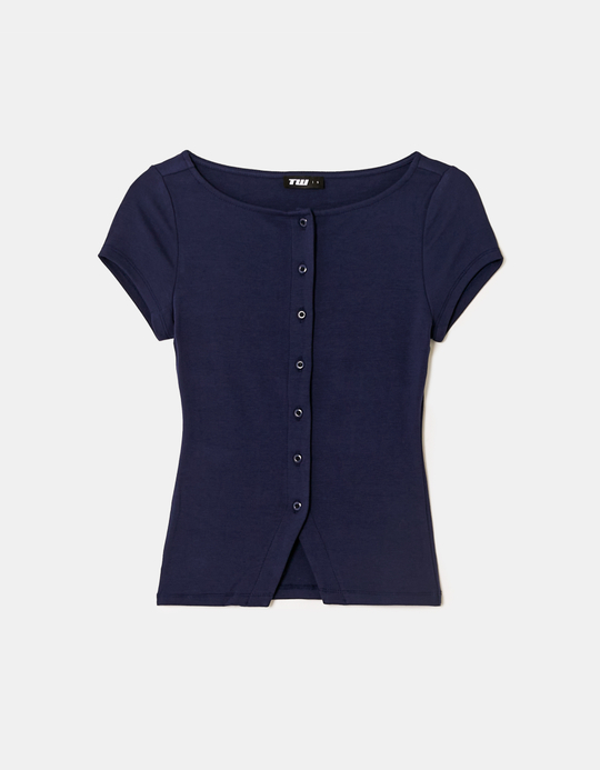 TALLY WEiJL, Blue Cardigan with Boat Neckline for Women