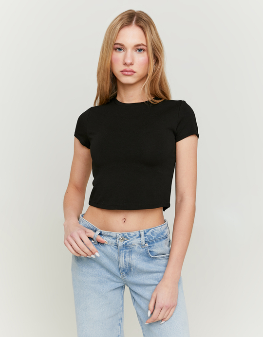 TALLY WEiJL, Black Top with Strass Chain on the Back for Women
