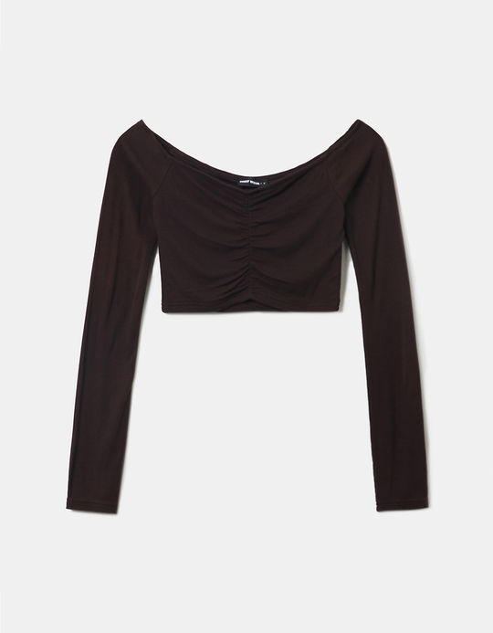 TALLY WEiJL, Braunes einfarbiges kurzes Top for Women