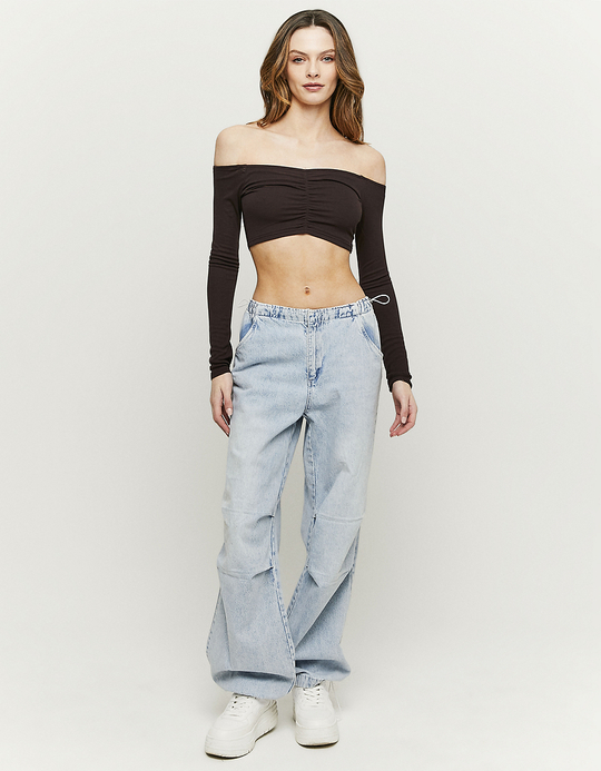 TALLY WEiJL, Braunes einfarbiges kurzes Top for Women