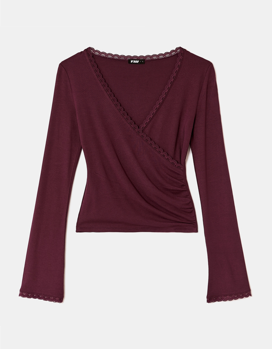 TALLY WEiJL, Top Bordeaux Froncé for Women