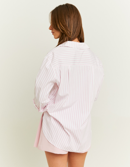 TALLY WEiJL, Chemise Blanche Oversize avec Rayures Roses for Women