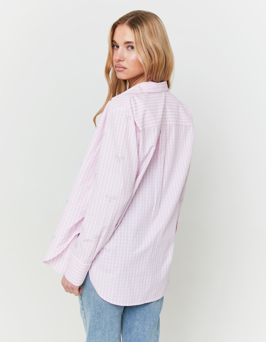 TALLY WEiJL, Vichy Shirt with Strass's Bows for Women