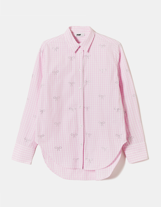 TALLY WEiJL, Vichy Shirt with Strass's Bows for Women