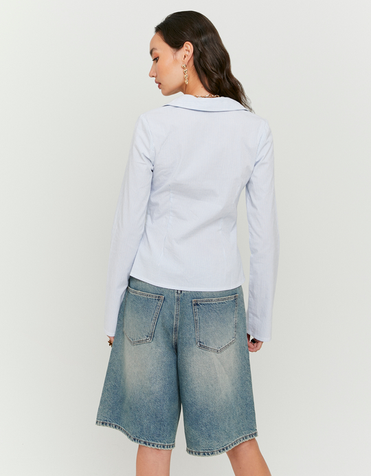 TALLY WEiJL, Blaues gestreiftes Hemd mit Schleifen for Women