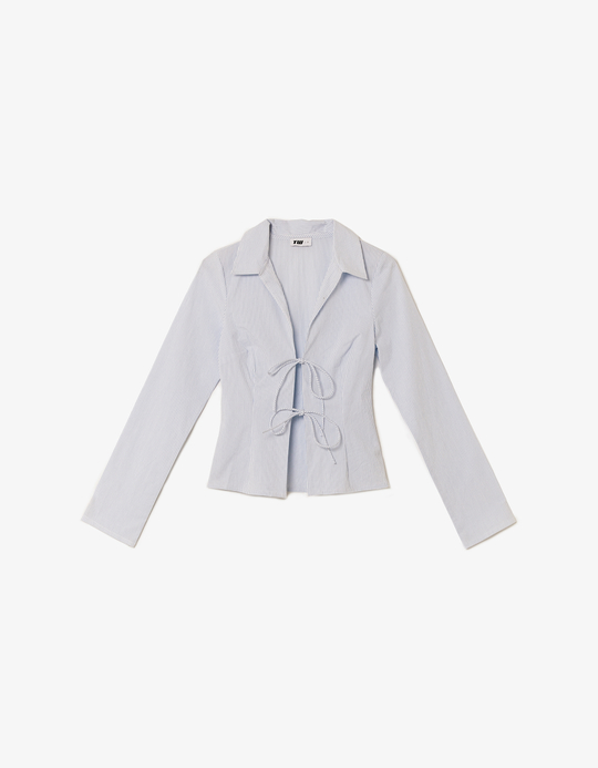 TALLY WEiJL, Blaues gestreiftes Hemd mit Schleifen for Women