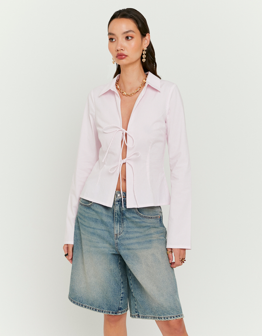 TALLY WEiJL, Pink Striped Shirt With Bows for Women