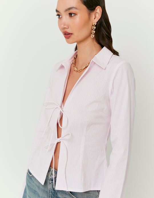 TALLY WEiJL, Pink Striped Shirt With Bows for Women