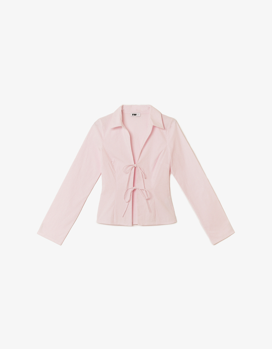 TALLY WEiJL, Rosa gestreiftes Hemd mit Schleifen for Women