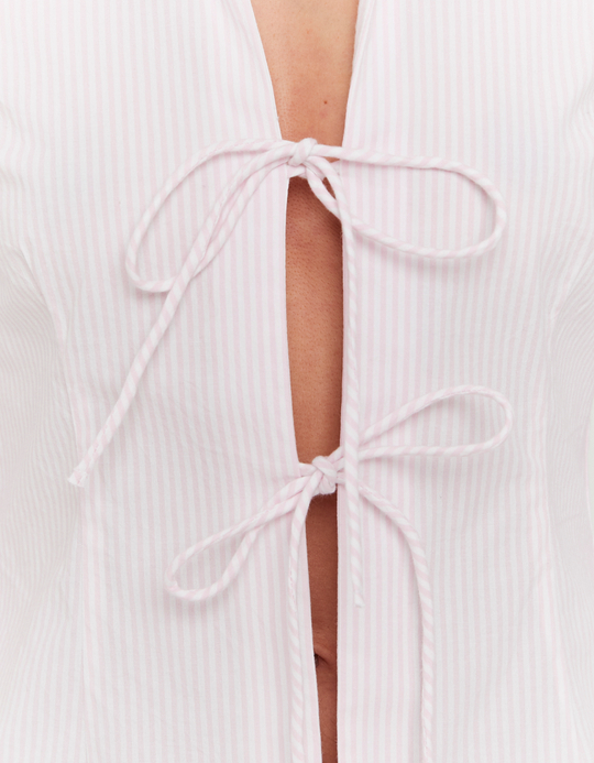 TALLY WEiJL, Rosa gestreiftes Hemd mit Schleifen for Women