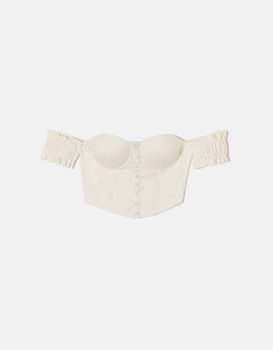 TALLY WEiJL, Weißes schulterfreies Korsett-Top for Women