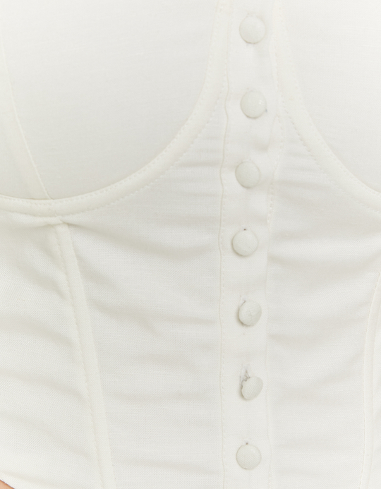 TALLY WEiJL, Weißes schulterfreies Korsett-Top for Women